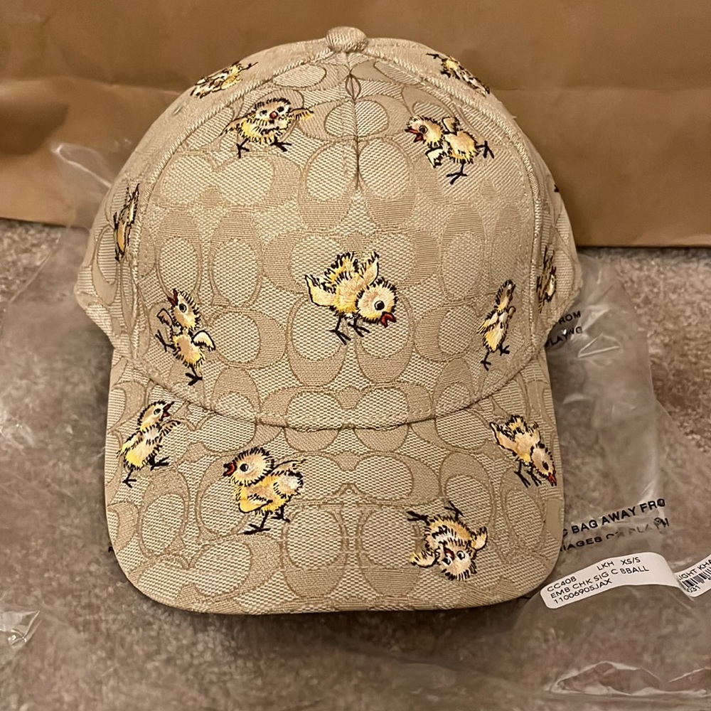 Coach Signature Jacquard Baseball Hat With Chick Print